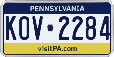 PA license plate KOV2284