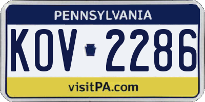 PA license plate KOV2286
