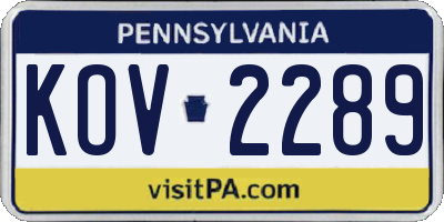 PA license plate KOV2289