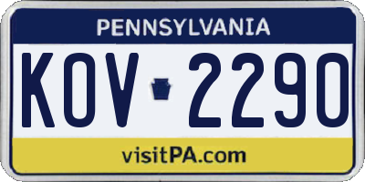 PA license plate KOV2290