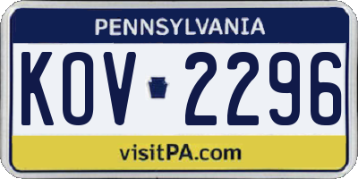 PA license plate KOV2296