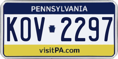 PA license plate KOV2297