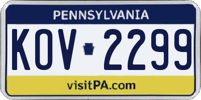 PA license plate KOV2299