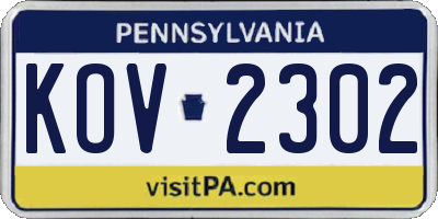 PA license plate KOV2302