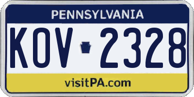 PA license plate KOV2328