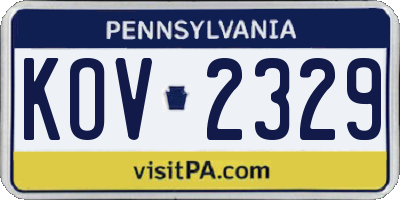 PA license plate KOV2329