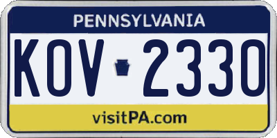 PA license plate KOV2330
