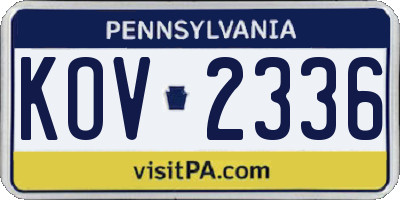 PA license plate KOV2336