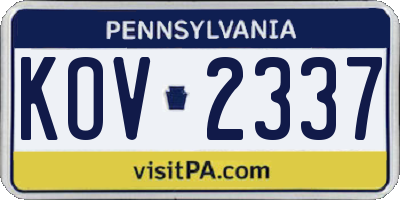PA license plate KOV2337