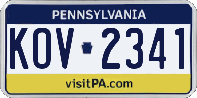 PA license plate KOV2341