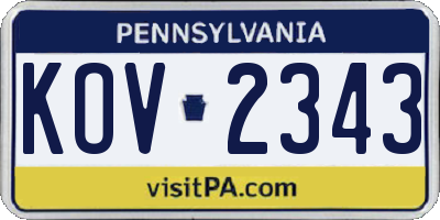 PA license plate KOV2343