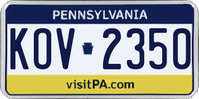 PA license plate KOV2350