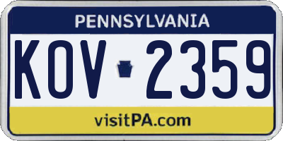 PA license plate KOV2359