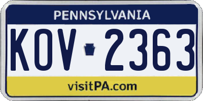 PA license plate KOV2363