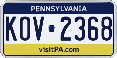 PA license plate KOV2368