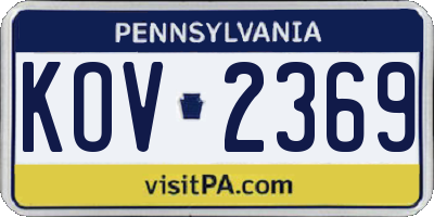 PA license plate KOV2369