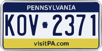 PA license plate KOV2371