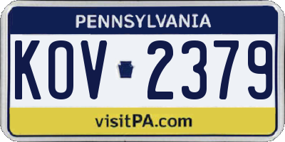 PA license plate KOV2379