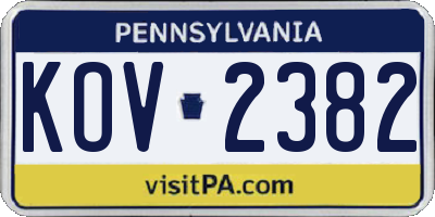 PA license plate KOV2382