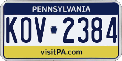 PA license plate KOV2384