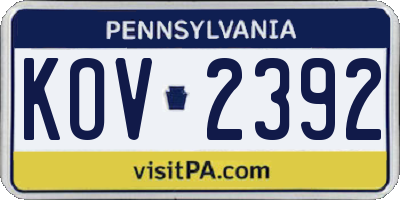 PA license plate KOV2392