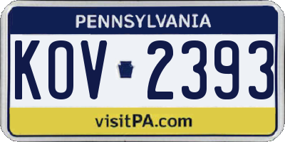 PA license plate KOV2393