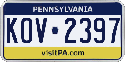 PA license plate KOV2397