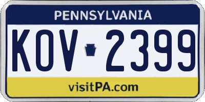 PA license plate KOV2399