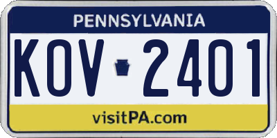 PA license plate KOV2401