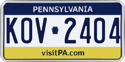 PA license plate KOV2404