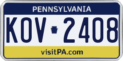 PA license plate KOV2408