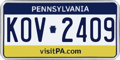 PA license plate KOV2409