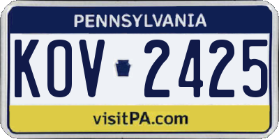 PA license plate KOV2425