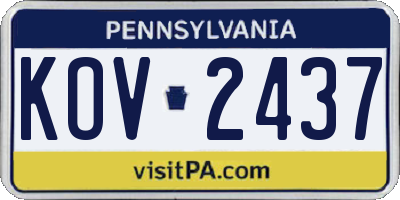 PA license plate KOV2437