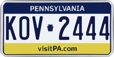 PA license plate KOV2444