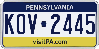 PA license plate KOV2445