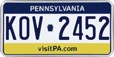PA license plate KOV2452