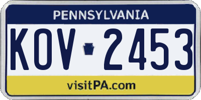 PA license plate KOV2453