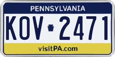 PA license plate KOV2471