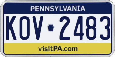 PA license plate KOV2483