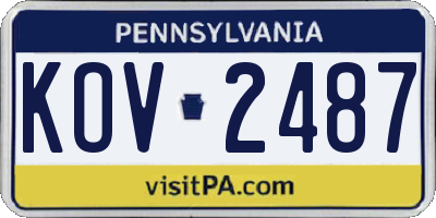 PA license plate KOV2487