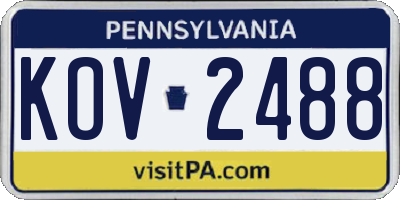 PA license plate KOV2488