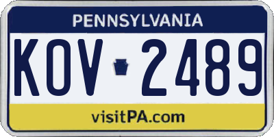 PA license plate KOV2489