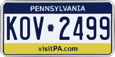 PA license plate KOV2499