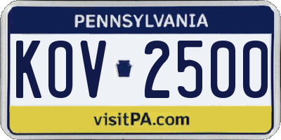 PA license plate KOV2500