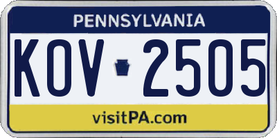 PA license plate KOV2505