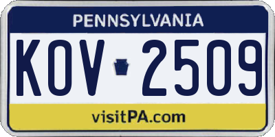 PA license plate KOV2509