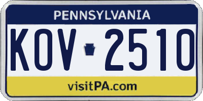 PA license plate KOV2510