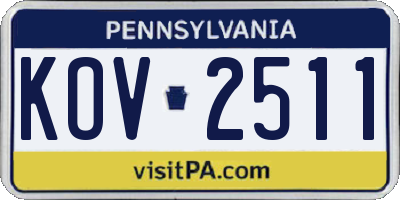 PA license plate KOV2511