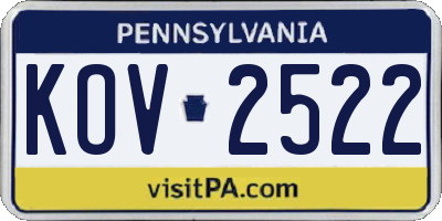 PA license plate KOV2522